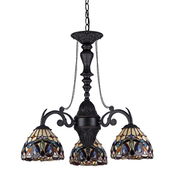 Chloe Serenity Tiffany-Style Victorian Chandelier 3-Light