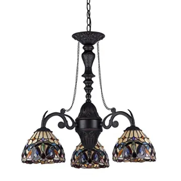 Chloe Serenity Tiffany-Style Victorian Chandelier 3-Light