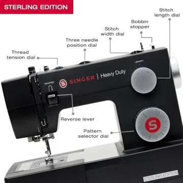 SINGER® Sterling Edition Heavy Duty 4432 Sewing Machine with Accessory Kit | Strong Motor with Enhanced Piercing Power, 110 Stitch Applications, Full Metal frame & 1-step Buttonhole