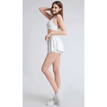 GAGABEN 2 in 1 Flowy Running Shorts for Women Gym Yoga Athletic Womens Workout Biker Spandex Lounge ...