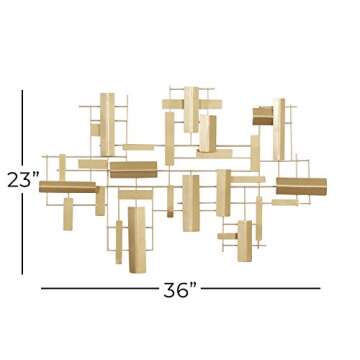 CosmoLiving by Cosmopolitan Metal Geometric Home Wall Decor 3D Stripe Wall Sculpture, Wall Art 36" x...