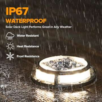 LUTEC 12 Pack Solar Driveway Lights, 12 LEDs IP67 Waterproof Solar Deck Lights, Outdoor Solar Dock Lights Driveway Marker Lights for Step, Sidewalk, Pathway, Patio, Garden(Warm White)