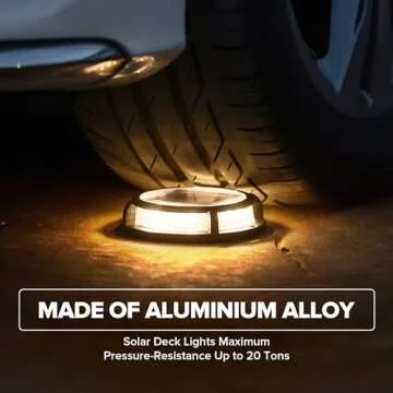 LUTEC 12 Pack Solar Driveway Lights, 12 LEDs IP67 Waterproof Solar Deck Lights, Outdoor Solar Dock Lights Driveway Marker Lights for Step, Sidewalk, Pathway, Patio, Garden(Warm White)