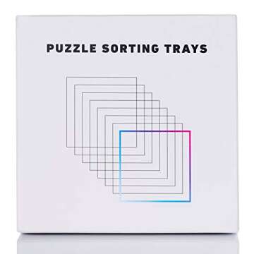 Tidyboss 8 Puzzle Sorting Trays with Lid 8" x 8" - Portable Jigsaw Puzzle Accessories White Backgrou...