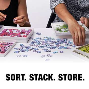 Tidyboss 8 Puzzle Sorting Trays with Lid 8" x 8" - Portable Jigsaw Puzzle Accessories White Background Makes Pieces Stand Out to Better Sort Patterns, Shapes and Colors | for Puzzles Up to 1500 Pieces