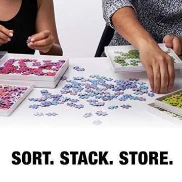 Tidyboss 8 Puzzle Sorting Trays with Lid 8" x 8" - Portable Jigsaw Puzzle Accessories White Background Makes Pieces Stand Out to Better Sort Patterns, Shapes and Colors | for Puzzles Up to 1500 Pieces