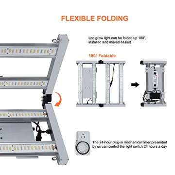 GROWSTAR MN-W3000 LED Grow Light 3x3ft Grow Bar Light IR, Dimmable Full Specturm Daisy Chain Grow Lamps Foldable Commercial Grow Lights 2.7 µmol/J for Indoor Plants