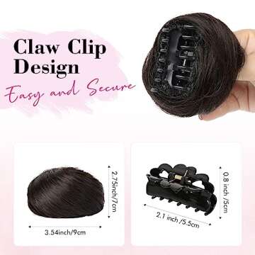 REECHO Space Bun Hair Pieces, 2 PCS Mini Claw Clip in Messy & Cat Ears Fake Hair Bun Extensions HB00...