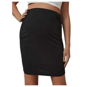 Stylish High Waist Midi Maternity Pencil Skirt for Moms