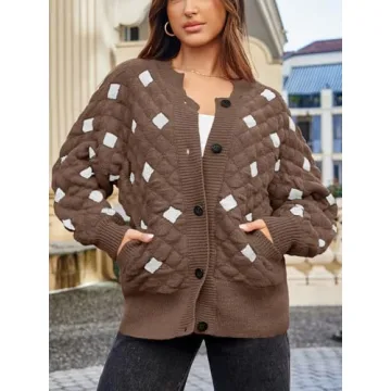 Saodimallsu Chunky Plaid Cardigan for Cozy Winter Wear