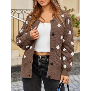 Saodimallsu Chunky Plaid Cardigan for Cozy Winter Wear