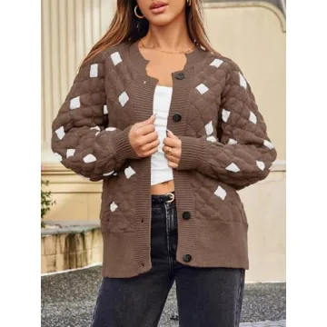 Saodimallsu Chunky Plaid Cardigan for Cozy Winter Wear