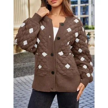 Saodimallsu Chunky Plaid Cardigan for Cozy Winter Wear