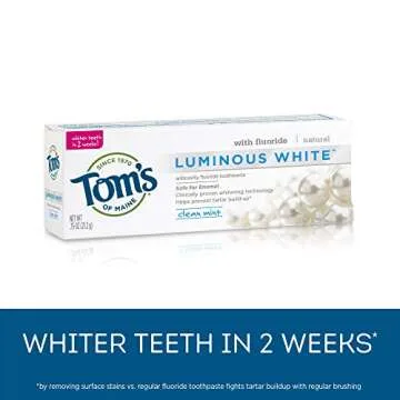 Tom's of Maine Natural Luminous White Toothpaste, Travel Size, Clean Mint, 0.75 Oz. 12-Pack (Packaging May Vary)
