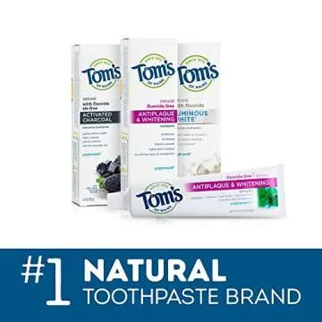 Tom's of Maine Natural Luminous White Toothpaste, Travel Size, Clean Mint, 0.75 Oz. 12-Pack (Packaging May Vary)