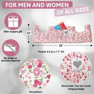 Post Mastectomy Pillow After Breast Cancer Surgery Recovery, C-Section Recovery or Breast Reduction, Tummy Tuck Post Surgery Supplies, Seat Belt Pillow, Chemo Breast Cancer Gifts for Women,Pink Flower