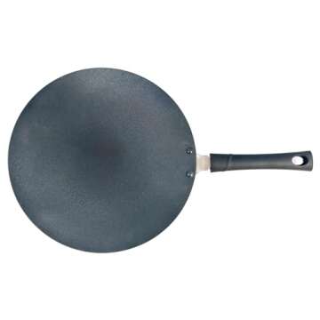 Non-Stick Chapati Concave Tawa Pan with Wooden Spatula & ScrubberConcave Griddle Tava Aluminum Black Chapati Tawa Roti Cookware Tava Pizza Crepe Pan