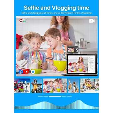 1080P Digital Camera for Kids and Teens - 32GB SD Card, 16X Zoom, Compact and Portable Point-and-Shoot Camera - Black