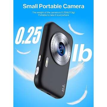 1080P Digital Camera for Kids and Teens - 32GB SD Card, 16X Zoom, Compact and Portable Point-and-Shoot Camera - Black