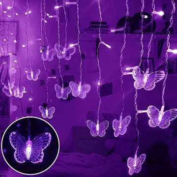 Lainin String Light 13FT 96LED USB Powered Curtain Light 16 Butterflies Strings 8 Mode Fairy Light S...
