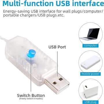 Lainin String Light 13FT 96LED USB Powered Curtain Light 16 Butterflies Strings 8 Mode Fairy Light Strip for Party Indoor Outdoor Room Garden Wall Wedding Christmas Xmas Decorations (Purple)