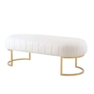 Posh Living Orpheus Modern Faux Leather Bench White Gold