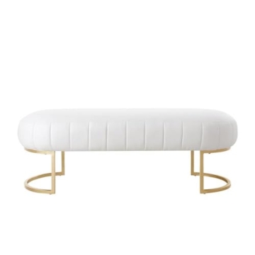 Posh Living Orpheus Modern Faux Leather Bench White Gold