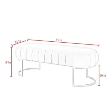 Posh Living Orpheus Modern Faux Leather Bench White Gold