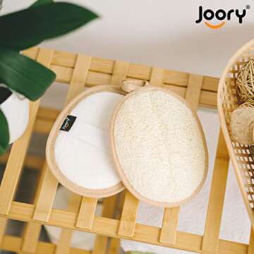 JOORY Natural Exfoliating Loofah Sponge, Egyption Body Scrubber (3 Pack), Biodegradable Shower luffa Pad