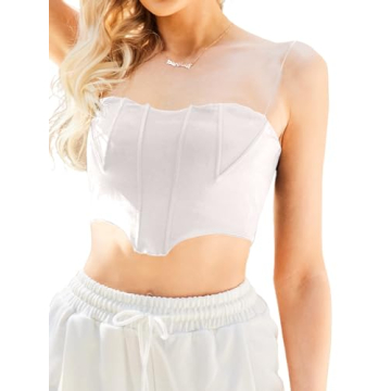 Avanova Women's Sexy Asymmetrical Crop Top in White