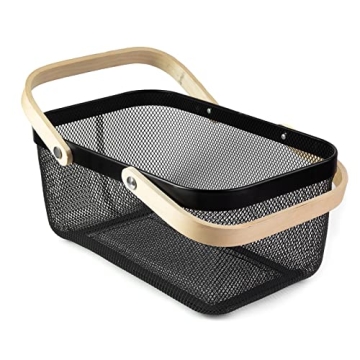MACOIOR Portable Garden Harvest Basket - Stylish Mesh Design with Bamboo Handle