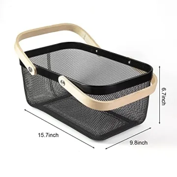 Stylish MACOIOR Garden Basket with Bamboo Handle - Perfect for Organizing