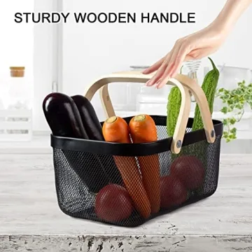 Stylish MACOIOR Garden Basket with Bamboo Handle - Perfect for Organizing