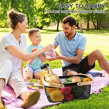 Stylish MACOIOR Garden Basket with Bamboo Handle - Perfect for Organizing