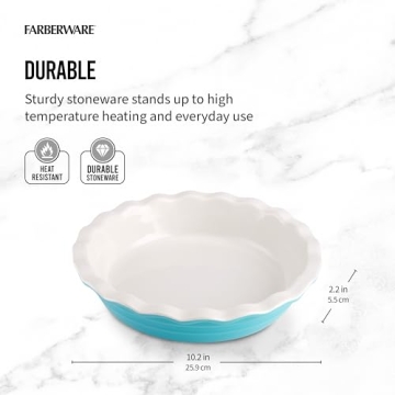Farberware Teal Stoneware Pie Dish - Perfect for Every Baker