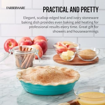 Farberware Teal Stoneware Pie Dish - Perfect for Every Baker