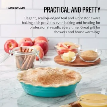 Farberware Teal Stoneware Pie Dish - Perfect for Every Baker