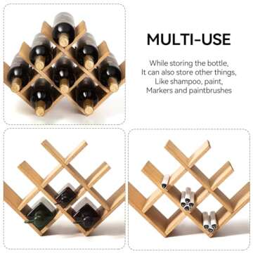 KIRIGEN Wooden 8-Bottle Wine Rack - 3-Tier Stylish Wine Storage for Your Home