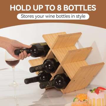 KIRIGEN 8-Bottle Wooden Wine Rack - Stylish & Eco-Friendly
