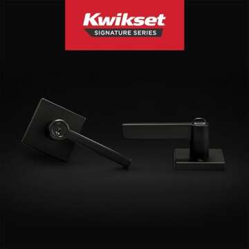 Kwikset Halifax Entry Door Handle with Lock and Key, Secure Keyed Reversible Lever Exterior, For Fro...