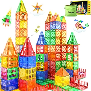 52PCS Magnetic Tiles Toys for 3 Year Old Boys and Girls Magnetic Building Blocks STEM Learning Toys ...