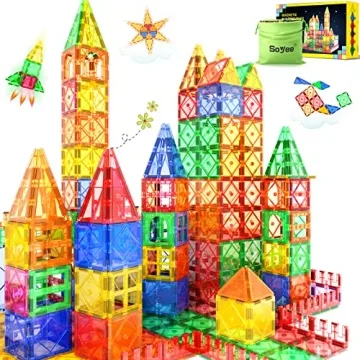 52PCS Magnetic Tiles Toys for 3 Year Old Boys and Girls Magnetic Building Blocks STEM Learning Toys ...