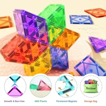 52PCS Magnetic Tiles for STEM Learning Fun and Play