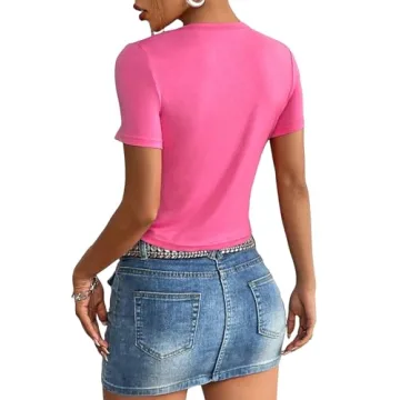 Floerns Women's Graphic Tee – Chic Summer Crop Top in Pink