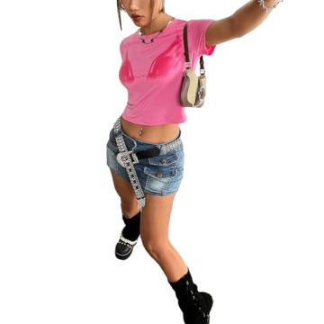 Floerns Women's Graphic Tee – Chic Summer Crop Top in Pink