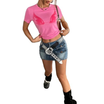 Floerns Women's Graphic Tee – Chic Summer Crop Top in Pink