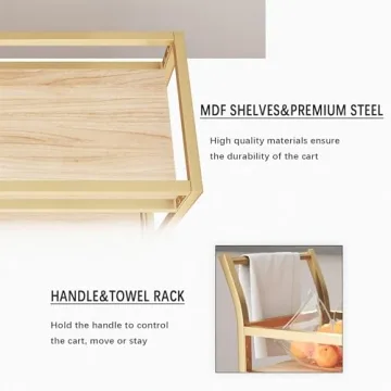 Furmax Gold Mobile Bar Cart with Wine Rack for Home