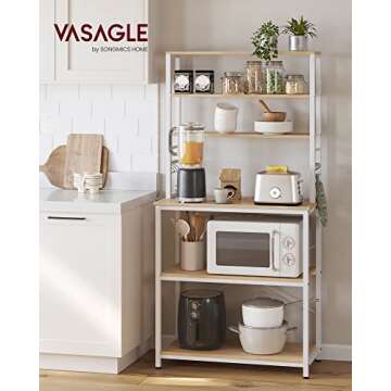 VASAGLE Coffee Bar, 31.5 Inches Baker's Rack for Kitchen with Storage, 6-Tier Kitchen Shelves with 6...