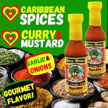 Mama Maisa’s - St. Croix Fire Scotch Bonnet Pepper Sauce, 5 fl oz - All Natural Scotch Bonnet, Caribbean Pepper Mash, Mustard, Curry, Sweet Heat, Low Sodium, No Sugar, Vegan, No Water, non-GMO, Gluten Free, Award Winning, Hot Ones Caribbean 2025