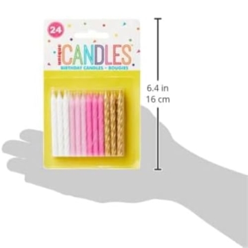 Vibrant Pink White Gold Spiral Birthday Candles for Any Celebration